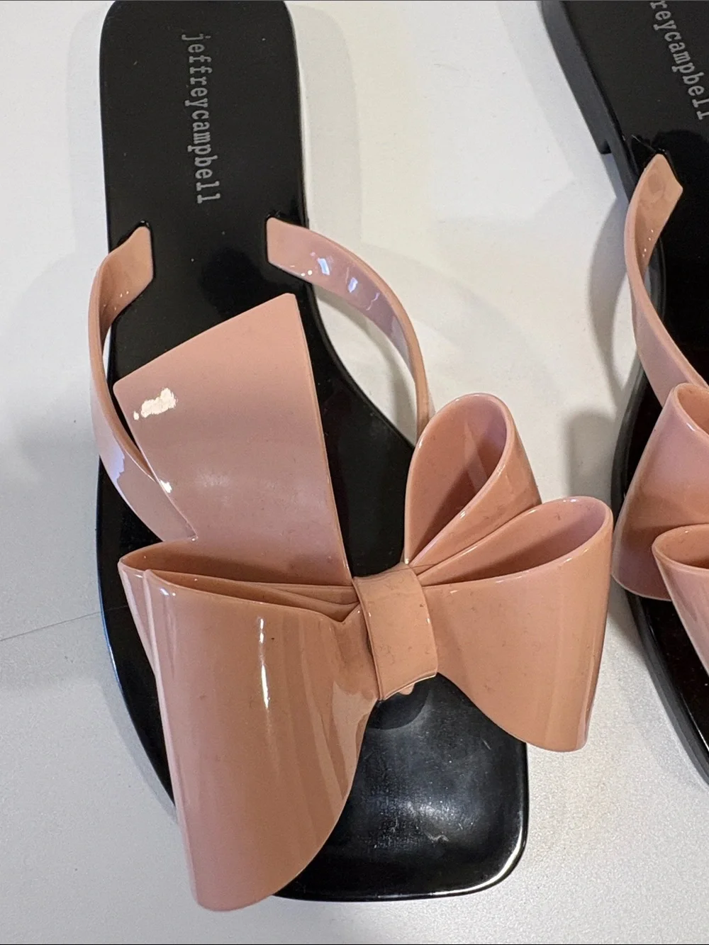 Jeffrey Campbell Nude Pink Bow Jelly Slide Sandals - Women